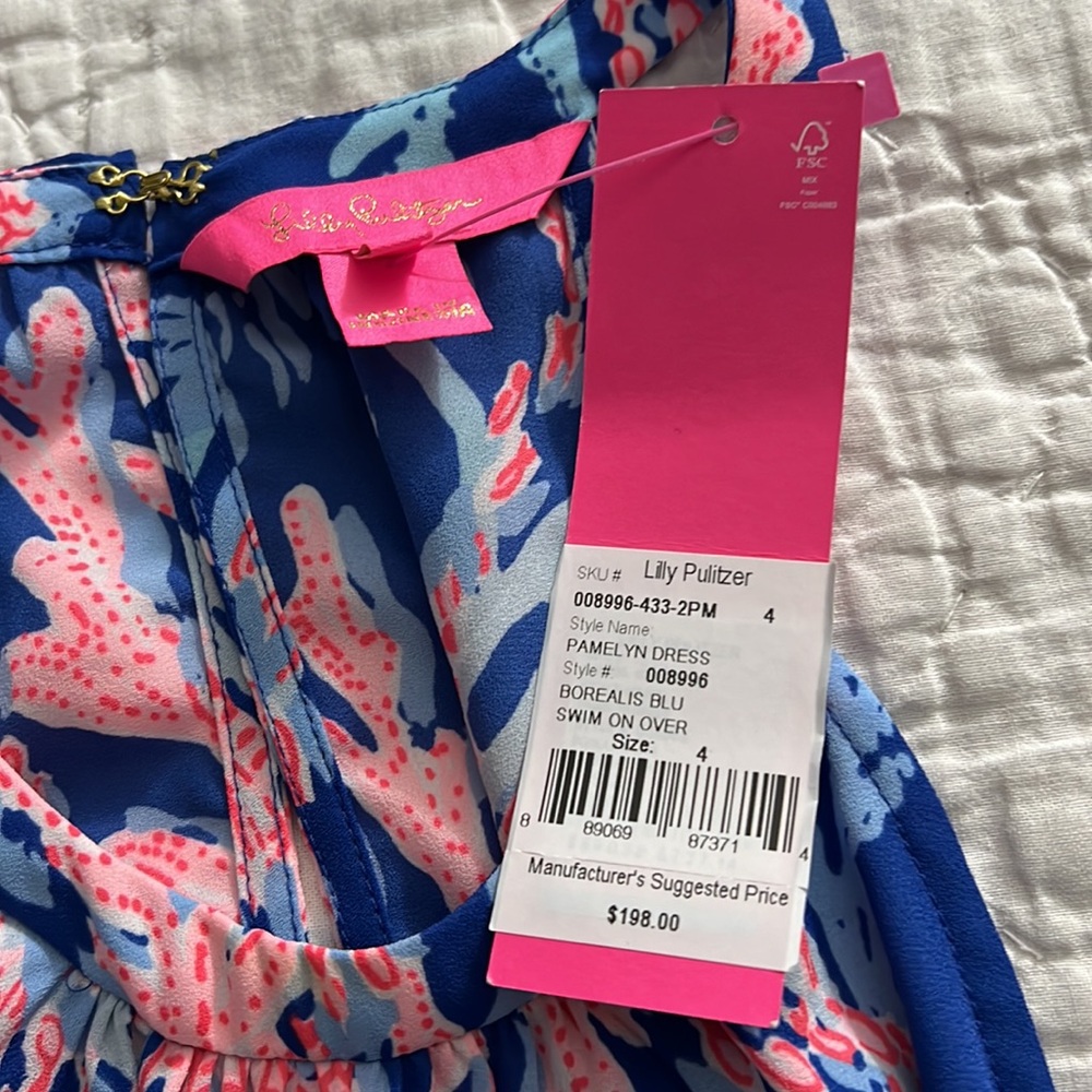 NWT Lilly Pulitzer Pamelyn Borealis Blue Swim On Over Print Dress - Picture 7 of 8
